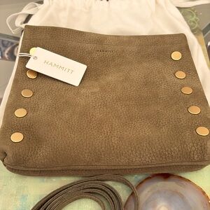 Hammitt DUKE PLUME MOSS
NUBUCK Leather Med Crossbody
Clutch Shoulder Bag NWT